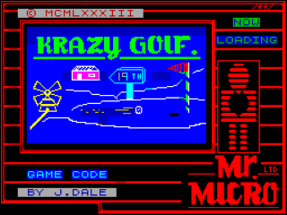 Crazy Golf title screen for ZX Spectrum